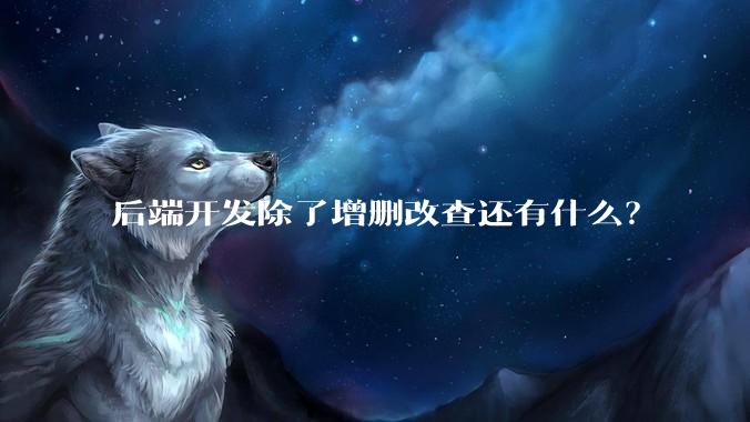 后端开发除了增删改查还有什么？